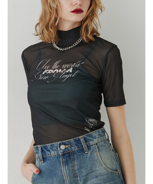 セール】ハーフスリーブタトゥーシアートップス（Tシャツ