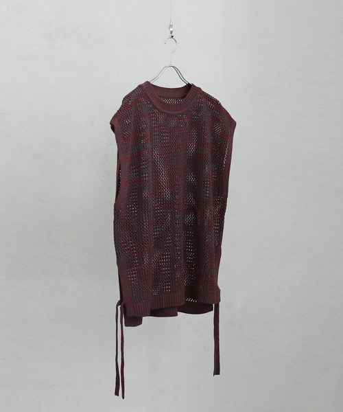 ETELIO（エテリオ）の「サイドレース透かし編みメランジメッシュベスト（ベスト・メンズ・ワイン系/グレー系/ブルー系/ブラック系・S/M/L）」の20枚目の写真