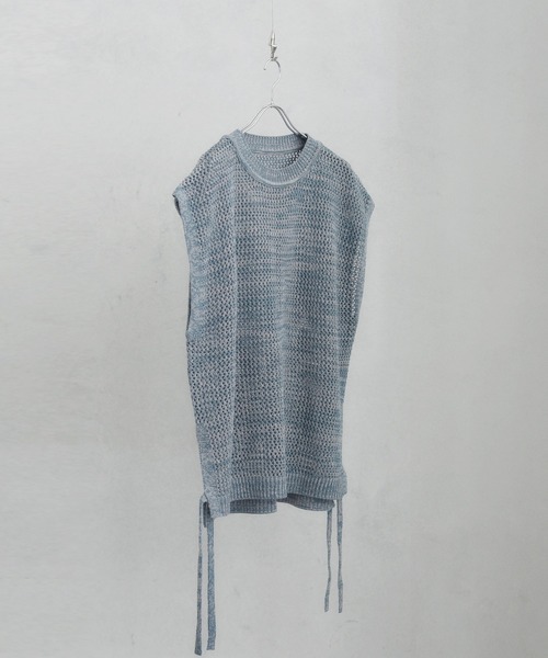 ETELIO（エテリオ）の「サイドレース透かし編みメランジメッシュベスト（ベスト・メンズ・ワイン系/グレー系/ブルー系/ブラック系・S/M/L）」の19枚目の写真
