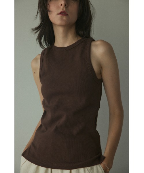 BLACK BY MOUSSY（ブラックバイマウジー）の「standard tanktop(スタンダードタンクトップ)（タンクトップ・レディース・ホワイト/ブラウン/ライトブラック/ライトイエロー/オレンジ/ダークブルー/ネイビー・FREE）」の3枚目の写真