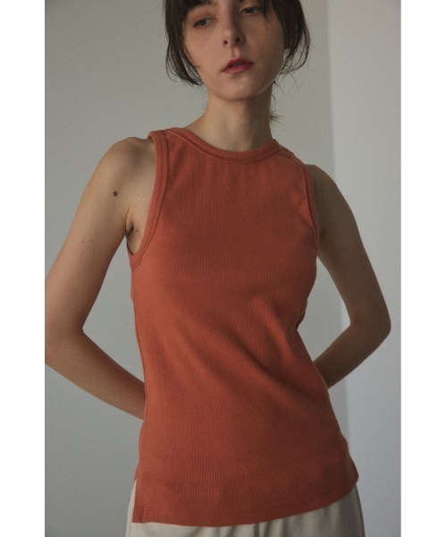 BLACK BY MOUSSY（ブラックバイマウジー）の「standard tanktop(スタンダードタンクトップ)（タンクトップ・レディース・ホワイト/ブラウン/ライトブラック/ライトイエロー/オレンジ/ダークブルー/ネイビー・FREE）」の7枚目の写真