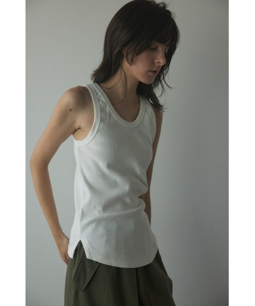BLACK BY MOUSSY（ブラックバイマウジー）の「standard tanktop(スタンダードタンクトップ)（タンクトップ・レディース・ホワイト/ブラウン/ライトブラック/ライトイエロー/オレンジ/ダークブルー/ネイビー・FREE）」の9枚目の写真