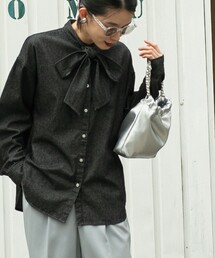 coen（コーエン）の「2WAYボウタイデニムシャツブラウス（シャツ/ブラウス）」