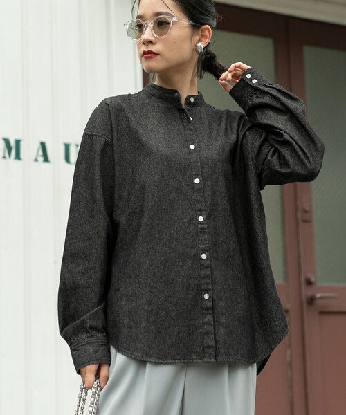 coen（コーエン）の「2WAYボウタイデニムシャツブラウス（シャツ/ブラウス・レディース・コバルトブルー/ブラック・M/L）」の13枚目の写真