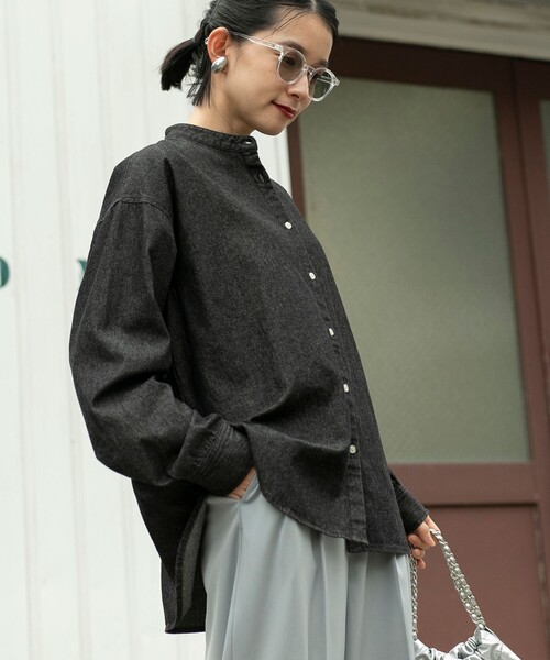 coen（コーエン）の「2WAYボウタイデニムシャツブラウス（シャツ/ブラウス・レディース・コバルトブルー/ブラック・M/L）」の15枚目の写真