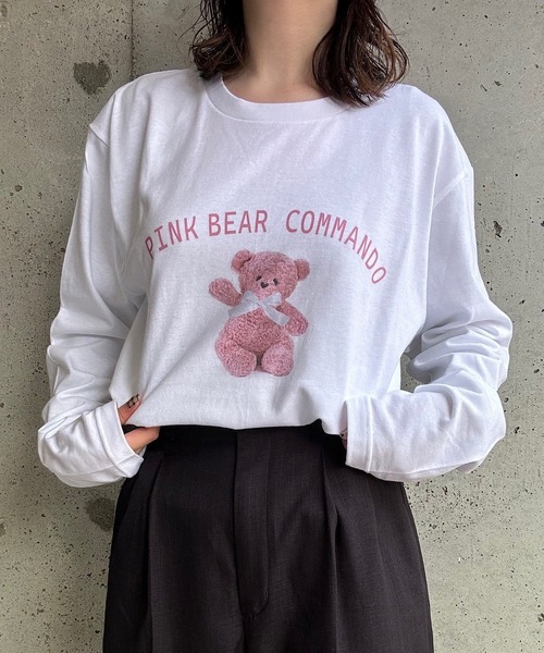 cuorequal(クオレコール)の「ベアプリントロングTシャツ(Tシャツ/カットソー・レディース・ホワイト・MEDIUM/LARGE)」の7枚目の写真