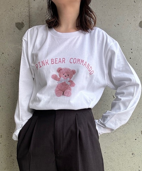cuorequal(クオレコール)の「ベアプリントロングTシャツ(Tシャツ/カットソー・レディース・ホワイト・MEDIUM/LARGE)」の6枚目の写真