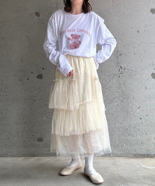cuorequal(クオレコール)の「ベアプリントロングTシャツ(Tシャツ/カットソー・レディース・ホワイト・MEDIUM/LARGE)」の11枚目の写真