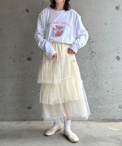 cuorequal(クオレコール)の「ベアプリントロングTシャツ(Tシャツ/カットソー・レディース・ホワイト・MEDIUM/LARGE)」の10枚目の写真