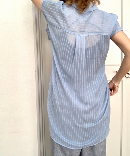 Q（キュー）の「シアーマルチwayシャツ（シャツ/ブラウス・レディース・ブラック/ライトブルー・MEDIUM）」の8枚目の写真