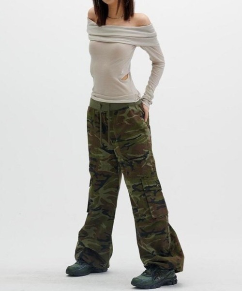 runningHIGH(ランニングハイ)の「【runningHIGH】RIPSTOP BANDING CARGO PANTS -CAMO-(カーゴパンツ・レディース・ブラック/グリーン系カモフラージュ/グレー系カモフラージュ・M/S)」の14枚目の写真