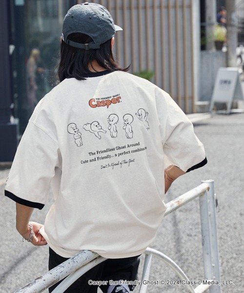 MONO-MART(モノマート)の「【FELIX & CASPER & Woody Woodpecker】別注 ヴィンテージライクデザイン ビッグシルエット半袖Tシャツ/フェリックス/キャスパー/ウッディー・ウッドペッカー(Tシャツ/カットソー・レディース・ネイビー系5/アイボリー系4/ホワイト系5/ネイビー系2/ネイビー系/ブラック系4/ブラック系2/ブラック系5/ホワイト系1/ホワイト系/オフホワイト/ブラック系/スミクロ/ネイビー/アイボリー系1/ブラック系3/ブラック系1/ホワイト系4/ダークブラウン・M/L)」の3枚目の写真