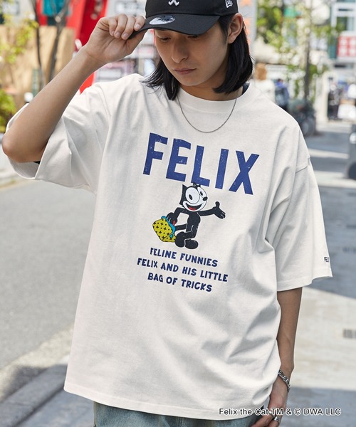 kei-mo　パーカー(青ペイント) とTシャツ(白シンプル) FELIX & CASPER & Woody Woodpecker】別注 ヴィンテージライクデザイン