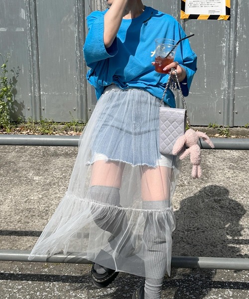 Alley by w closet(アリーバイダブルクローゼット)の「【Alley】プリントダメージTEE(Tシャツ/カットソー・レディース・ターコイズブルー/オフホワイト/スミクロ・FREE)」の16枚目の写真