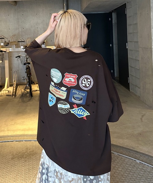 Alley by w closet(アリーバイダブルクローゼット)の「【Alley】プリントダメージTEE(Tシャツ/カットソー・レディース・ターコイズブルー/オフホワイト/スミクロ・FREE)」の21枚目の写真
