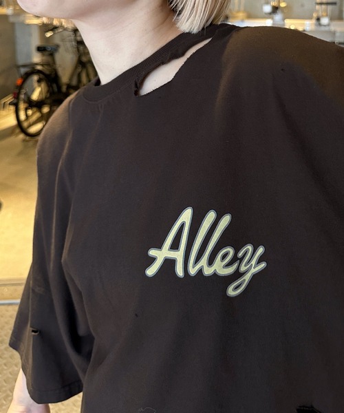 Alley by w closet(アリーバイダブルクローゼット)の「【Alley】プリントダメージTEE(Tシャツ/カットソー・レディース・ターコイズブルー/オフホワイト/スミクロ・FREE)」の22枚目の写真