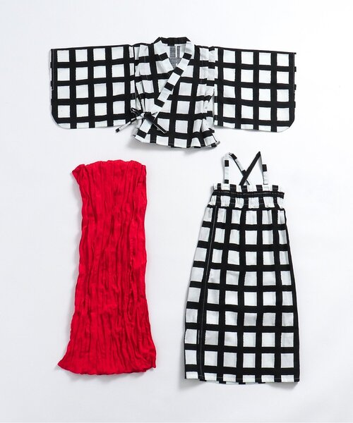 p.premier（ピードットプルミエ）の「BIG格子柄２WAY浴衣（浴衣・キッズ・レッド/ブラック/ターコイズブルー・120/110/100/90/140/130）」の13枚目の写真
