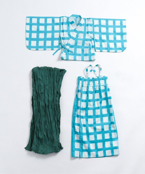 p.premier（ピードットプルミエ）の「BIG格子柄２WAY浴衣（浴衣・キッズ・レッド/ブラック/ターコイズブルー・120/110/100/90/140/130）」の20枚目の写真