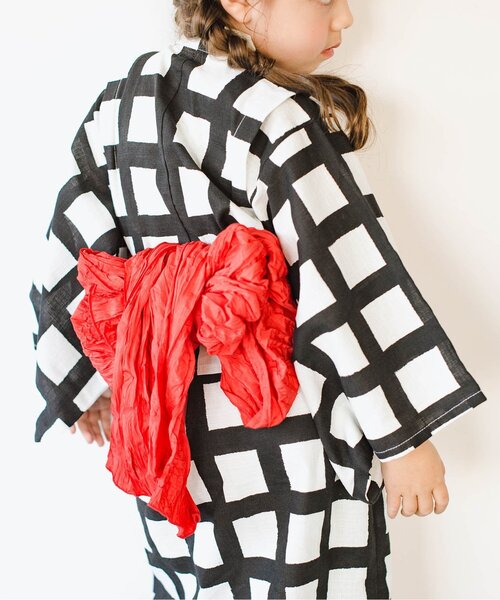 p.premier（ピードットプルミエ）の「BIG格子柄２WAY浴衣（浴衣・キッズ・レッド/ブラック/ターコイズブルー・120/110/100/90/140/130）」の22枚目の写真