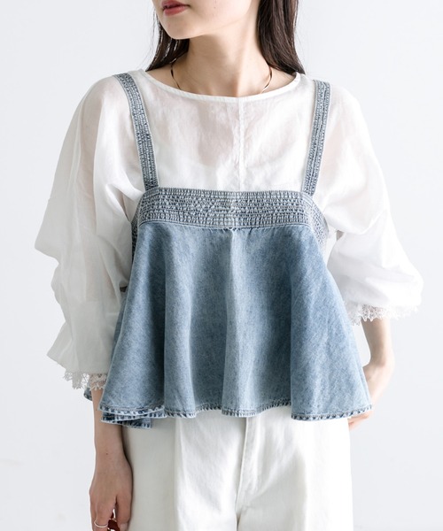 PUAL CE CIN（ピュアルセシン）の「綿麻デニムビスチェ（シャツ