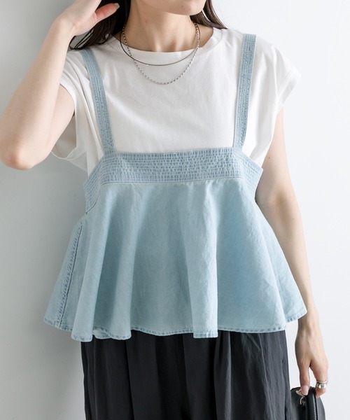 PUAL CE CIN（ピュアルセシン）の「綿麻デニムビスチェ（シャツ