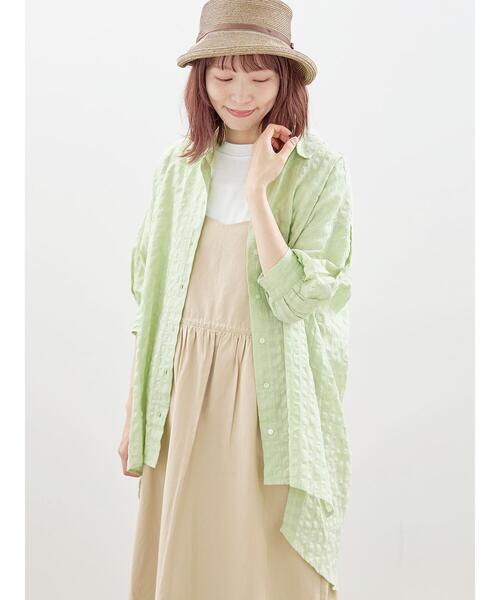 Samansa Mos2（サマンサ モスモス）の「シャドーチェックシャツチュニック（シャツ/ブラウス・レディース・ミント/ブラック/ブルー/オフホワイト・F）」の5枚目の写真