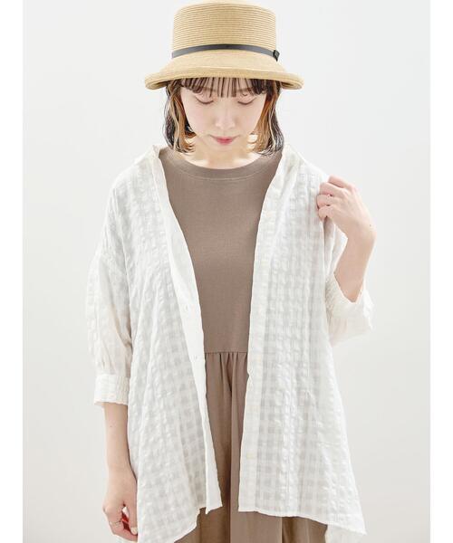 Samansa Mos2（サマンサ モスモス）の「シャドーチェックシャツチュニック（シャツ/ブラウス・レディース・ミント/ブラック/ブルー/オフホワイト・F）」の11枚目の写真