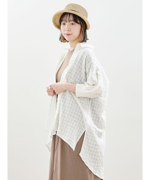 Samansa Mos2（サマンサ モスモス）の「シャドーチェックシャツチュニック（シャツ/ブラウス・レディース・ミント/ブラック/ブルー/オフホワイト・F）」の12枚目の写真