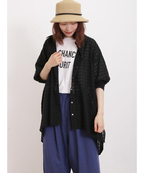 Samansa Mos2（サマンサ モスモス）の「シャドーチェックシャツチュニック（シャツ/ブラウス・レディース・ミント/ブラック/ブルー/オフホワイト・F）」の15枚目の写真