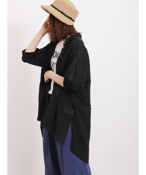 Samansa Mos2（サマンサ モスモス）の「シャドーチェックシャツチュニック（シャツ/ブラウス・レディース・ミント/ブラック/ブルー/オフホワイト・F）」の16枚目の写真