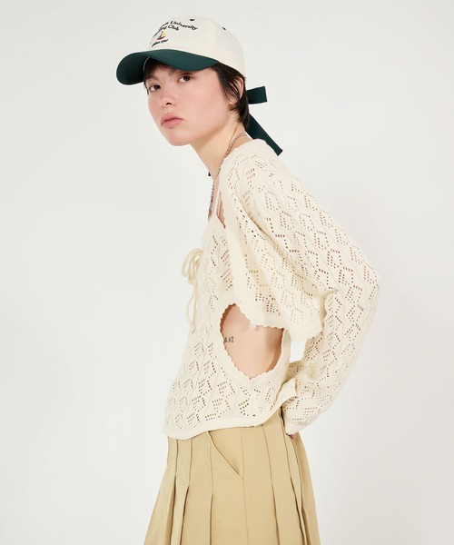 TINA:JOJUN(ティーナジョジュン)の「透かし編み カントリーライクカーディガン TINA:JOJUN(カーディガン/ボレロ・レディース・ブラウン系その他/クリーム・M)」の6枚目の写真