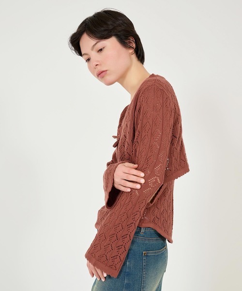 TINA:JOJUN(ティーナジョジュン)の「透かし編み カントリーライクカーディガン TINA:JOJUN(カーディガン/ボレロ・レディース・ブラウン系その他/クリーム・M)」の11枚目の写真