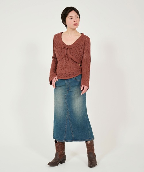 TINA:JOJUN(ティーナジョジュン)の「透かし編み カントリーライクカーディガン TINA:JOJUN(カーディガン/ボレロ・レディース・ブラウン系その他/クリーム・M)」の19枚目の写真