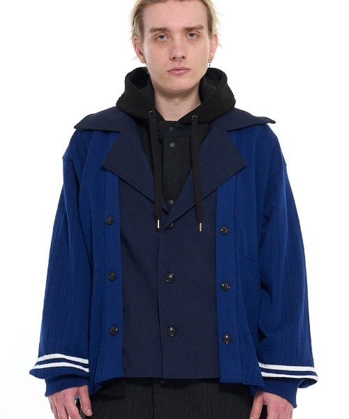 masterkey（マスターキー）の「mj9947- FLEXIBLE RIB-JK ニットジャケット（その他アウター・メンズ・ブラウン/グレー/ブルー・FREE）」の3枚目の写真