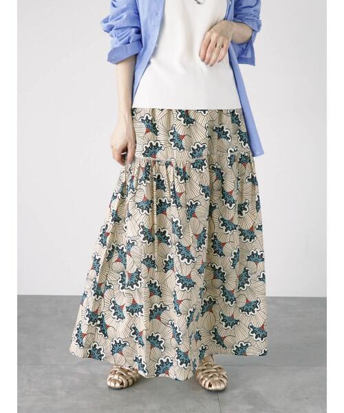 Lugnoncure（ルノンキュール）の「アフリカン柄スカート（スカート・レディース・ベージュ/イエロー/ブルー・F）」の2枚目の写真