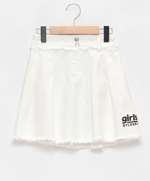 by LOVEiT(バイラビット)の「フリンジデニムスカート(デニムスカート・キッズ・オフホワイト/ライム/ブルー・130cm/140cm/150cm/160cm/120cm)」の1枚目の写真