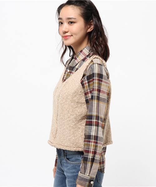 Kastane（カスタネ）の「ニットベスト（パーカー・レディース・アイボリー/カーキ/レッド・FREE）」の5枚目の写真