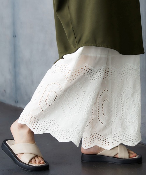 Soiunique（スワユニーク）の「綿１００％裾ダイヤレース切替ペチパンツ ［Soiunique］（その他パンツ・レディース・オフホワイト/ブラック/カーキ・M/L/LL）」の10枚目の写真