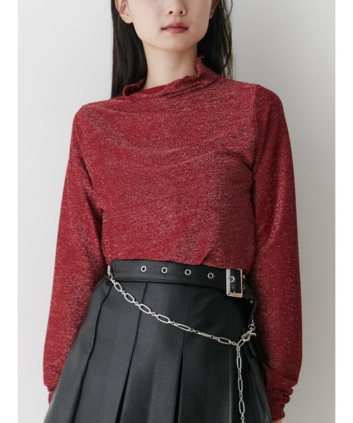 jouetie(ジュエティ)の「ラメハイネックトップス(Tシャツ/カットソー・レディース・ブラック/ブルー/オフホワイト/レッド・MEDIUM)」の4枚目の写真