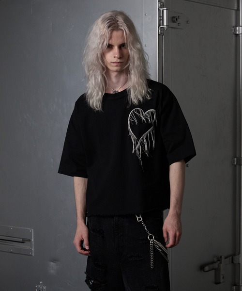 GRANCY】Damage HeartEmbroidery Halfsleeve Tee / ダメージ