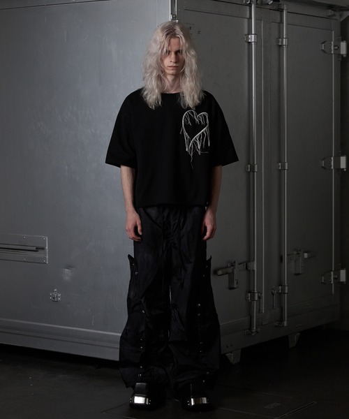 GRANCY ハートTシャツ ブラック M GRANCY tシャツ 「GRANCY」Damage HeartEmbroidery Halfsleeve
