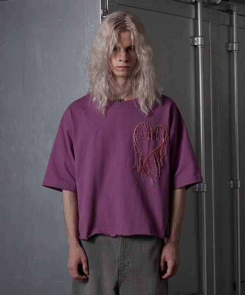 GRANCY】Damage HeartEmbroidery Halfsleeve Tee / ダメージ