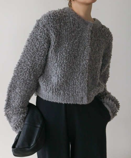 select MOCA by son(セレクトモカバイソン)の「ループヤーンニットショートカーディガン(カーディガン/ボレロ・レディース・グレー/グレイッシュベージュ/カーキ/ベージュ・FREE)」の16枚目の写真