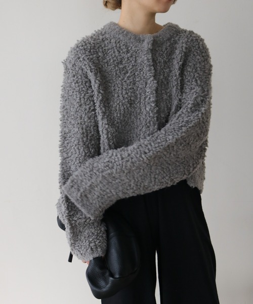 select MOCA by son(セレクトモカバイソン)の「ループヤーンニットショートカーディガン(カーディガン/ボレロ・レディース・グレー/グレイッシュベージュ/カーキ/ベージュ・FREE)」の15枚目の写真
