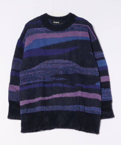 Desigual(デシグアル)の「【ユニセックス】ウェーブストライプ オーバーサイズニット(ニット/セーター・レディース・レッド・S/M/L)」の3枚目の写真