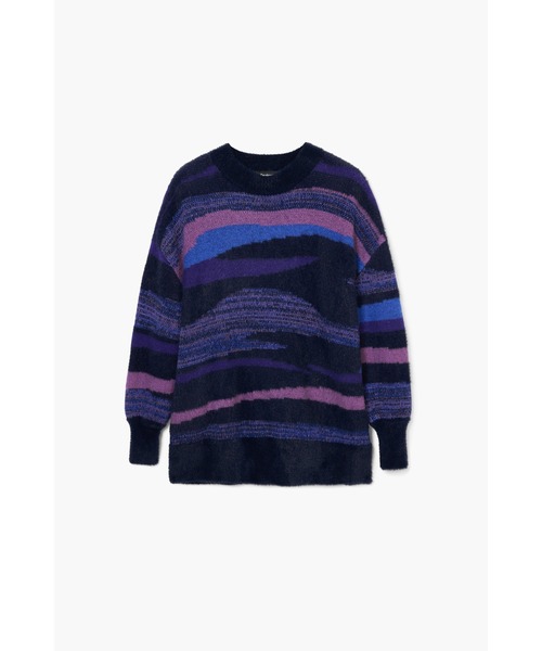 Desigual(デシグアル)の「【ユニセックス】ウェーブストライプ オーバーサイズニット(ニット/セーター・レディース・レッド・S/M/L)」の4枚目の写真