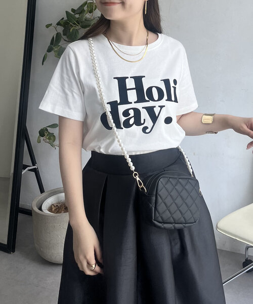 prose verse（プロズヴェール）の「【Holiday】フロッキーロゴTシャツ（Tシャツ/カットソー・レディース・オフホワイト/チャコールグレー・MEDIUM/LARGE）」の8枚目の写真