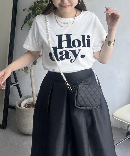 prose verse（プロズヴェール）の「【Holiday】フロッキーロゴTシャツ（Tシャツ/カットソー・レディース・オフホワイト/チャコールグレー・MEDIUM/LARGE）」の7枚目の写真