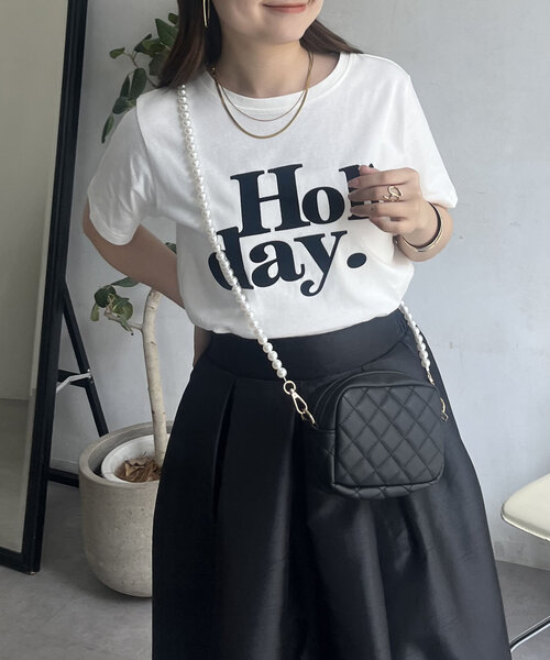 prose verse（プロズヴェール）の「【Holiday】フロッキーロゴTシャツ（Tシャツ/カットソー・レディース・オフホワイト/チャコールグレー・MEDIUM/LARGE）」の6枚目の写真