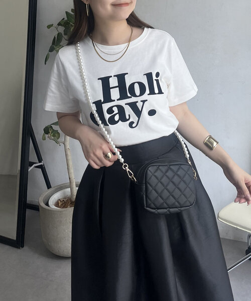 prose verse（プロズヴェール）の「【Holiday】フロッキーロゴTシャツ（Tシャツ/カットソー・レディース・オフホワイト/チャコールグレー・MEDIUM/LARGE）」の5枚目の写真